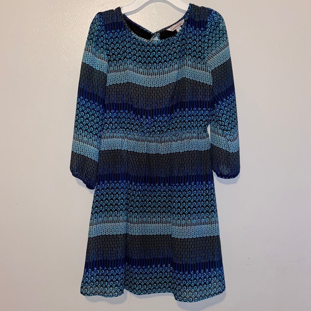Speechless blue long sleeve flowy dress (size 3)